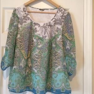 Hipster Blouse  sheer multicolor with lining.